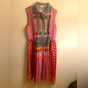 Diane Von Furstenberg Button Up Silk Dress Floral Collar Size 8